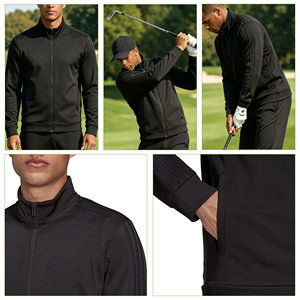 Polo de golf en coton pour homme, personnalisé, hiver, avec fermeture éclair intégrale, luxe, Dry Fit, marque OEM, en stock - Product Image 2