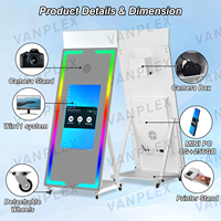 Machine professionnelle de photomaton miroir avec écran tactile 32/43 pouces, cabine selfie avec flight case pour événements, mariages et locations