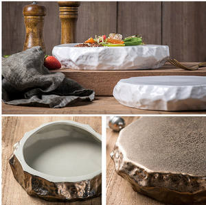<span class=keywords><strong>Gres</strong></span> de porcelana creativa, platos de cena con forma de piedra de <span class=keywords><strong>roca</strong></span> Irregular, platos de cerámica para restaurante, postre, bistec, platos para servir - Product Image 3