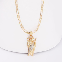 Bijoux Religieux Plaqué Or 18 carats avec Zircon, Pendentif Catholique Sainte Mort, Breloques Saint Jude Thaddée, Dijes
