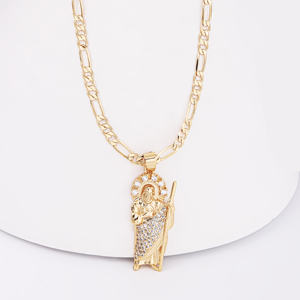 Joyería Religiosa de Oro Laminado de 18k Chapado en Oro con Circón Colgante Católico de la Santa Muerte y Dijes de San Judas Tadeo - Product Image 6