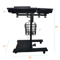 Bureau mobile en acier réglable en hauteur pneumatique pour ordinateur portable avec tiroir Bureau d'ordinateur
