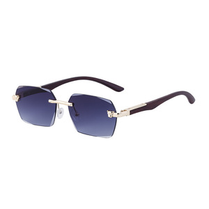 Gafas de sol sin montura Ted Davies para hombre, lentes de PC, protección UV400 Clase 2, estilo Instagram, con caja - Product Image 4