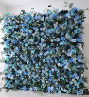 Panel dinding bunga buatan X560 untuk dekorasi pernikahan, latar belakang pengantin, warna biru tua 5D, dinding bunga mawar, langit gelap.
