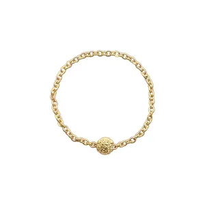Trendy 18K Genuine Gold Chain Ring Gold Ball Tiny Finger Chain Ring Jewelry Drop Shipping Shinny 18K Yellow Custom Logo 1 Piece