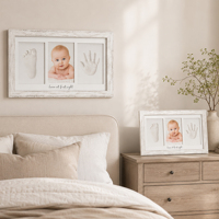 Marco de Fotos Personalizado para Huellas de Bebé, Marco de Madera Blanco Rústico para Guardar Recuerdos, Decoración de Pared para Cuarto de Bebé, Regalo para Colgar en la Pared