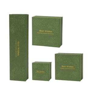 Caja de Joyería de Dos Piezas con Logotipo Personalizado A1, Color Esmeralda, Papel Texturizado Floral <span class=keywords><strong>3D</strong></span>, Borde Dorado, Proveedor Mayorista - Product Image 5