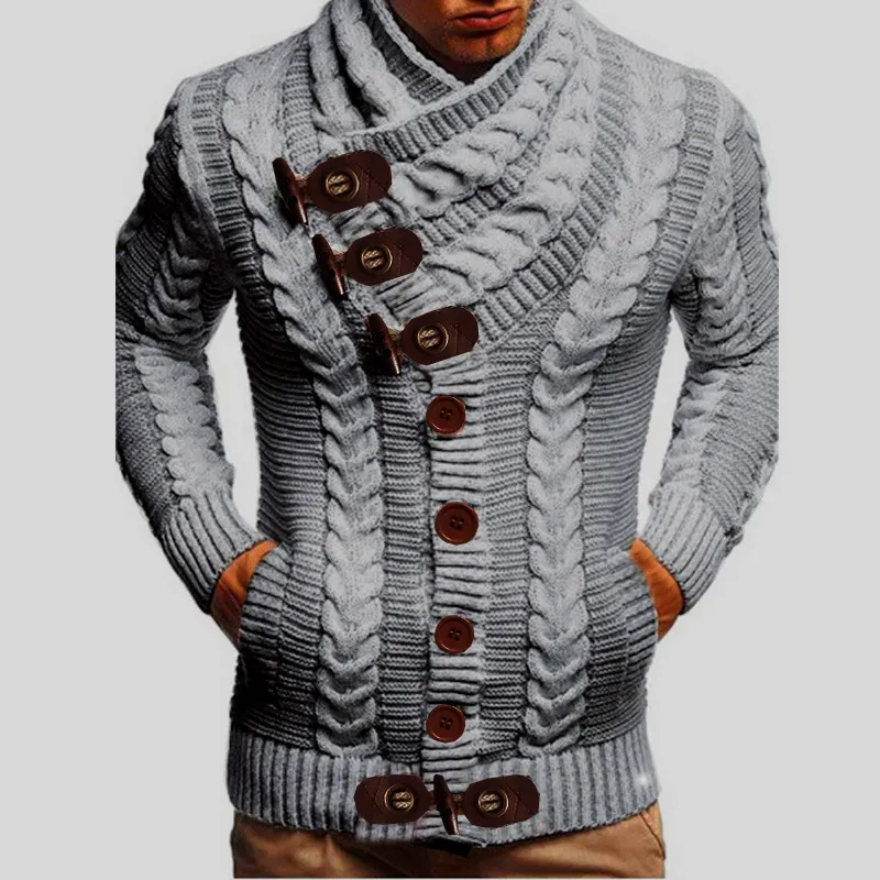 New Product Ideas 2021 Customize Mens Plus Size Sweater Thick Coat Turtleneck Pullover Sweater Cardigan Male Wear Cotton Sweater