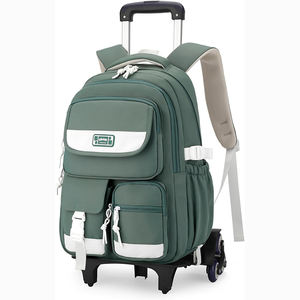 Fashion Students' School Backpack Nylon Lining <b>With</b> Removable Trolley <b>Wheels</b> Zipper for Stair Climbing Economical China - Product Image 6