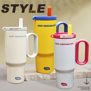 Gobelet isotherme portable en acier inoxydable SUS316 de 750 ml avec poignée, motif chien de dessin animé mignon, tasse à eau sous vide avec paille pour voyage et voiture - Product Image 3