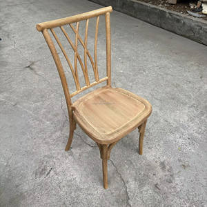 Sillas rústicas de madera con respaldo cruzado con asiento de ratán para eventos, bodas, comedor, <span class=keywords><strong>Botanica</strong></span>, sillas Vintage para exteriores - Product Image 1