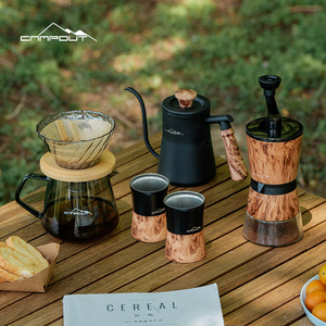 Kit de café pour le camping Campout, ensemble pour préparation par infusion avec moulin à café et tasses, cafetière portable pour le camping et la maison - Product Image 1