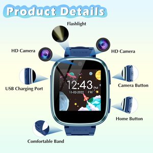 Reloj Inteligente X38 <span class=keywords><strong>para</strong></span> Niños, Caja <span class=keywords><strong>de</strong></span> Acero Inoxidable, Correa <span class=keywords><strong>de</strong></span> Silicona, Alarma, Calendario, 26 Juegos, Cámara, Música, Video, IP68, Regalo <span class=keywords><strong>de</strong></span> <span class=keywords><strong>Cumpleaños</strong></span> - Product Image 6