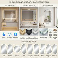 Miroir de salle de bain intelligent rond, écran tactile, lumière LED Bluetooth, montage mural, design graphique moderne de style européen et américain
