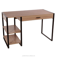 Simple à 2 niveaux en bois ordinateur bureau avec tiroir table d'ordinateur portable en métal bureau d'étude pour la maison-salon-mobilier de bureau