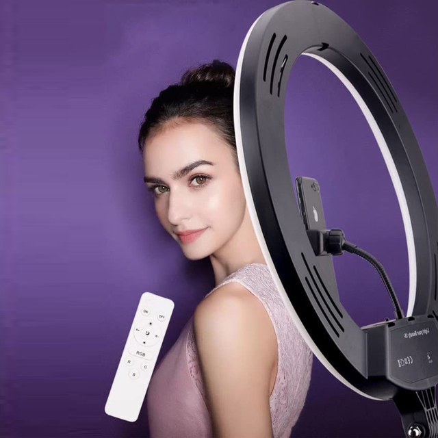 Unique Ring Light Big Remote Control Flat 22 Inch Light Ring with Tripod Led Ring Light Ring Light with 3 Phone Clip Holder
