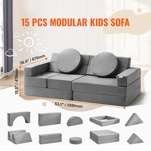 Ensemble de canapé d'escalade multifonctionnel éducatif en blocs de construction pour enfants, structure de jeu intérieure unisexe en mousse aux formes géométriques - Product Image 2