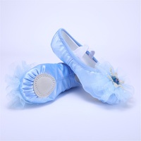 Chaussures de ballet pour filles Semelle plate à semelle souple en cuir véritable Doublure en coton Figure acrobatique Performance sur scène