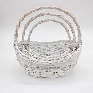 Panier de fleurs populaire nordique de performance de coût élevé petit panier tissé de saule <span class=keywords><strong>blanc</strong></span> fait à la main - Product Image 1