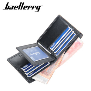 กระเป๋าสตางค์ผู้ชายแบบพับสามทบแนวนอนของแบรนด์ Baelerry ทำจากหนังนุ่ม ความจุขนาดใหญ่ สไตล์ธุรกิจทันสมัย ช่องใส่บัตร ดีไซน์เรียบหรู สีพื้น - Product Image 2