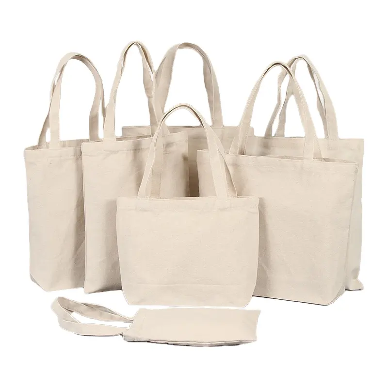Evercredit Bolsa de ombro em lona de cor sólida tamanho personalizável Sacola de compras lisa 100% algodão e sacola de compras reciclada