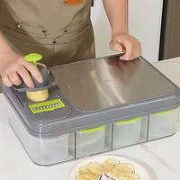 Custom LOGO Handmatige Multifunctionele Drie-in-één Voedselhakker Container Fruit- en Groentesnijder Ui-Aardappel Snijder