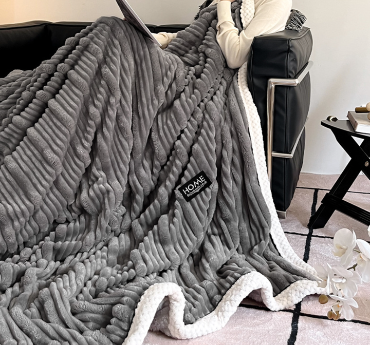 Solid Cozy Jacquard Flannel Fleece Cover Throw Blanket for Bed Soft ...