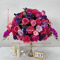 Boule de fleurs de mariage super grande de 80 cm, en soie, roses et orchidées, fleurs artificielles, centre de table pour événements, décoration de mariage