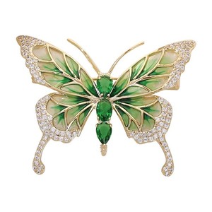 Vintage elegante retro feminino esmeralda jóias borboleta vidro broche presente - Product Image 1