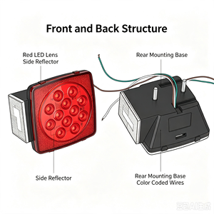 <span class=keywords><strong>Feux</strong></span> de <span class=keywords><strong>remorque</strong></span> submersibles étanches 12V, <span class=keywords><strong>feux</strong></span> arrière carrés à LED, <span class=keywords><strong>feux</strong></span> de freinage avec éclairage de plaque d'immatriculation pour <span class=keywords><strong>remorque</strong></span> de <span class=keywords><strong>bateau</strong></span> et de marchandises - Product Image 2