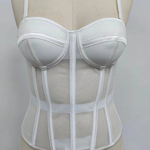 GX-Vintage Women Chest Cup Sujetador <span class=keywords><strong>de</strong></span> cintura <span class=keywords><strong>de</strong></span> malla para mujer Ver a través <span class=keywords><strong>de</strong></span> un corsé <span class=keywords><strong>de</strong></span> una pieza - Product Image 1