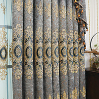 Rideaux de salon américains prêts à poser, style grand luxe, avec draperies en chenille brodées, occultants, du sol au plafond, voilages