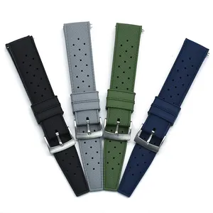 Juelong jam tangan karet fashion Premium 20mm 22mm FKM gelang tahan air gelang tali jam tangan karet tropis hitam
