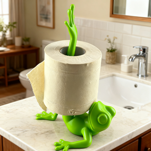 Portarotolo Carta Igienica a Forma di Rana Divertente, Autoadesivo Multifunzione, Colore Personalizzabile, Organizzatore per Bagno e Cucina con Occhi Espressivi - Product Image 4