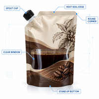 Concentré de café froid personnalisé en pochette souple avec bec verseur pour café à emporter, vente au détail, bureau, voyage, approvisionnement en gros