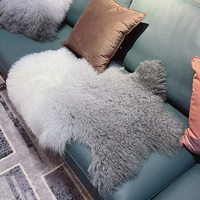 Échantillon de support de vente en gros, fourrure naturelle bouclée longue, en forme de peau de mouton du Tibet, décoration en peau de mouton de Mongolie, housse de siège, tapis