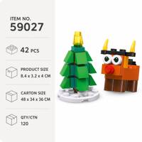 Ensemble de blocs de construction personnalisés en forme de renne de Noël, jouet de construction STEM OEM, mini kit de modèle de vacances, jouets pour enfants en marque privée