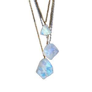 Belle donne gioielli S925 placcato <span class=keywords><strong>oro</strong></span> taglio <span class=keywords><strong>grezzo</strong></span> pietra di luna naturale pietra preziosa collana in argento - Product Image 1