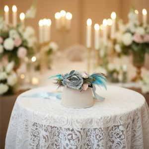 Cintura Decorativa con Fiore di Nastro e Piume su Entrambi i Lati, Larghezza 4 cm, Accessorio per Abiti da Sposa e Feste - Product Image 2