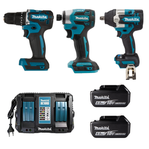 Kit d'outils sans fil <span class=keywords><strong>Makita</strong></span> <span class=keywords><strong>18V</strong></span> LXT Brushless : Clé à chocs et perceuse-<span class=keywords><strong>visseuse</strong></span> avec 2 batteries et chargeur double - Product Image 1