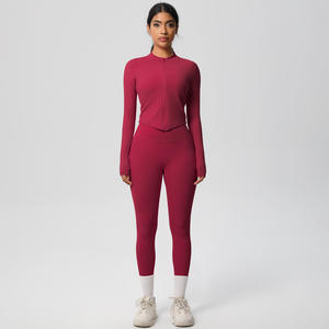 RUIQUWIN Logo personnalisé veste d'entraînement de course à pied respirante pour femmes survêtement motif solide ensemble de sports d'hiver actifs taille élastique - Product Image 3