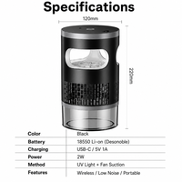 Matamosquitos Recargable USB-C Portátil para Patio, Jardín y Exteriores, 2 en 1 con Luz Nocturna y Succión Silenciosa