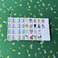 Jeu de Mahjong Portable de Luxe Personnalisé en Acrylique Gravé, Tuiles de Mahjong Effet Écaille de Tortue pour la Maison et le Divertissement