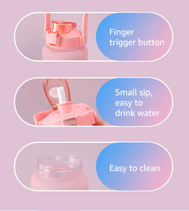 Bouteilles d'eau en plastique de grande taille personnalisées avec impression, 2000 ml (68 oz), en PET, sans BPA, avec poignée, pour le sport et la remise en forme - Product Image 4