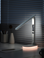 Lampe pliable blanche avec chargeur sans fil et affichage de la température et du calendrier