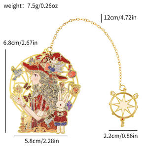 Cute Girl Heart Little Fresh Student Gift Venta al por mayor Girl <span class=keywords><strong>Manga</strong></span> Bookmark Metal Brass Hollow Pendant Bookmark - Product Image 2