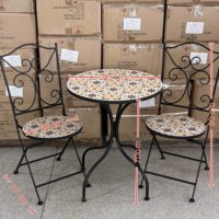 Mobilier d'extérieur pliable en métal et fer ensemble de bistro pour patio table et chaise en mosaïque ensemble de table à manger 2 places