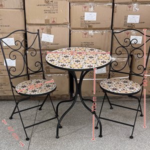 Set Bistrò <span class=keywords><strong>da</strong></span> <span class=keywords><strong>Esterno</strong></span> Pieghevole in Ferro e Metallo <span class=keywords><strong>con</strong></span> Mosaico Tavolo e <span class=keywords><strong>Sedie</strong></span> <span class=keywords><strong>da</strong></span> Pranzo a <span class=keywords><strong>2</strong></span> Posti - Product Image 3