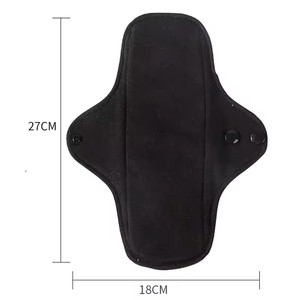 Serviettes hygiéniques réutilisables en coton noir tendance, imperméables, pour les règles et l'<span class=keywords><strong>incontinence</strong></span> féminine, lavables pour l'hygiène - Product Image 2