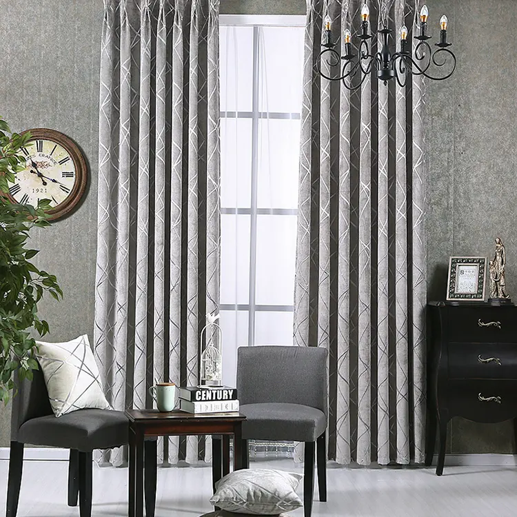 Wholesales 100% Polyester Living Room Floral Darkening Jacquard Blackout Window Panel Curtains For Bedroom